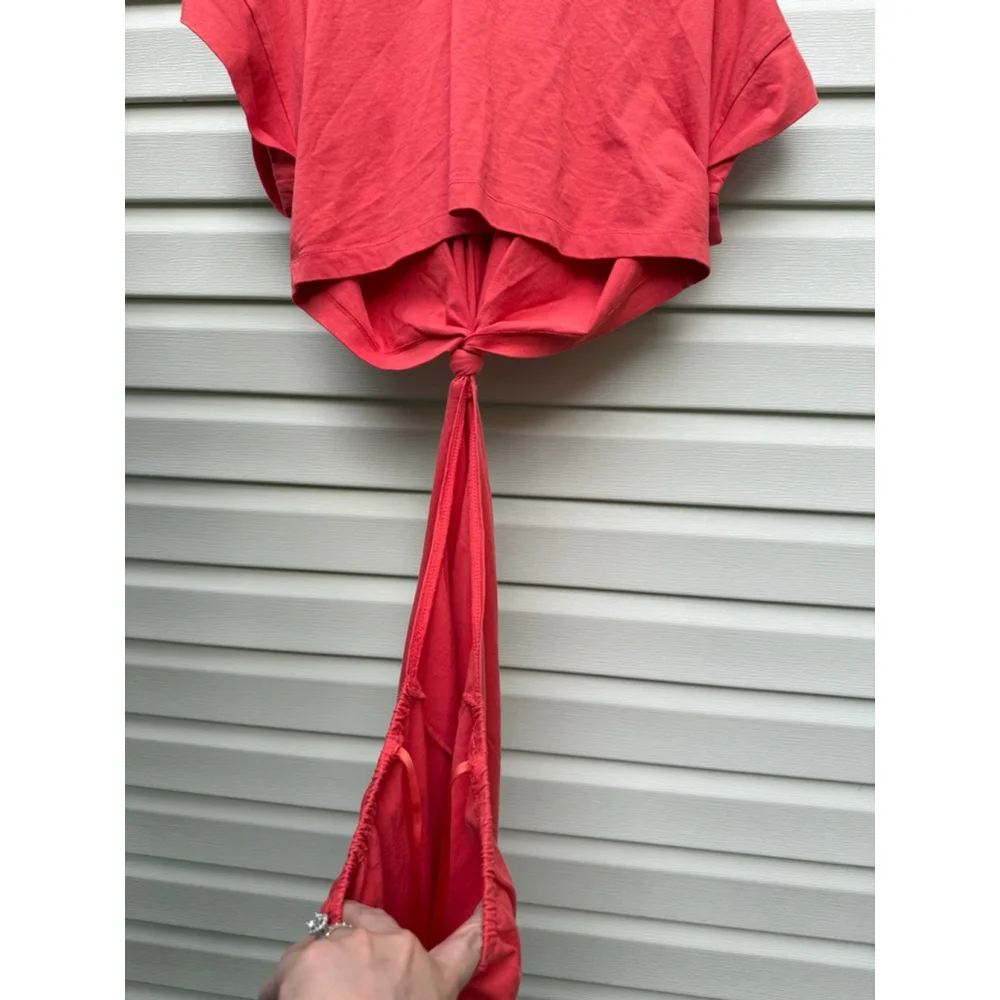 Knot-Front Orange Midi Dress with Cutout - Picture 14 of 14